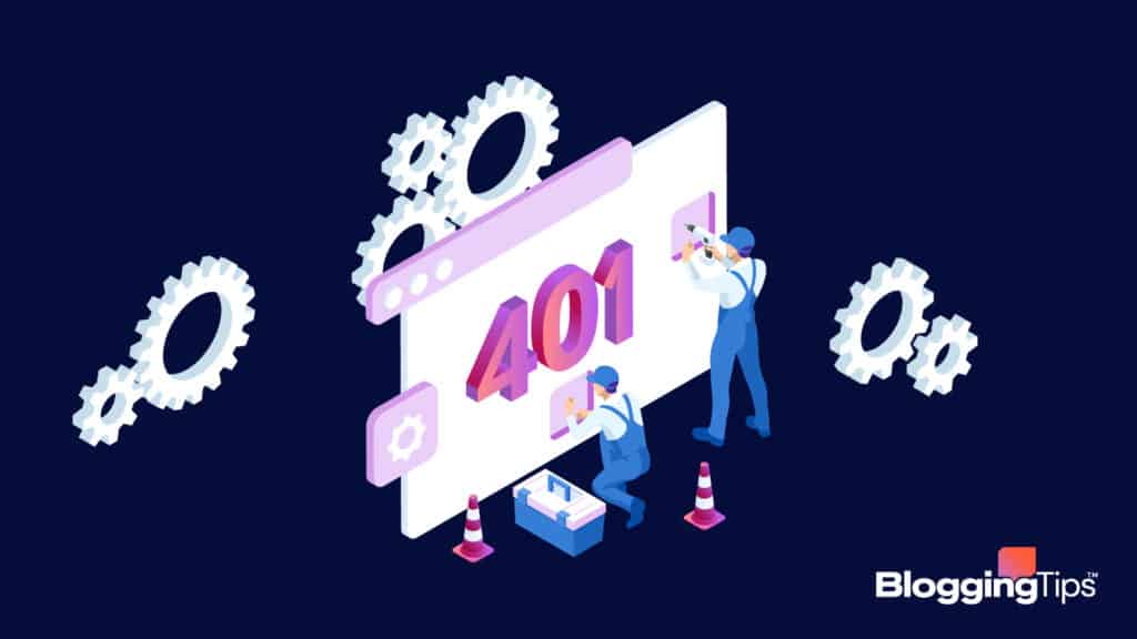 vector graphic showing a computer screen with a 401 error on it