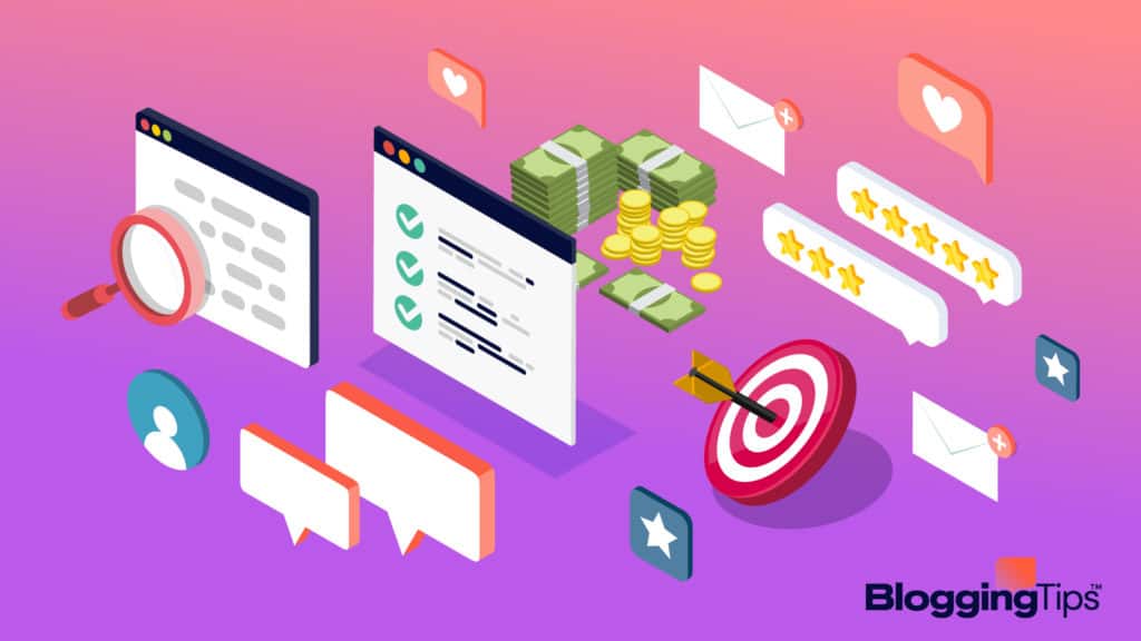vector graphic showing an illustration of a bunch of different affiliate marketing tools icons
