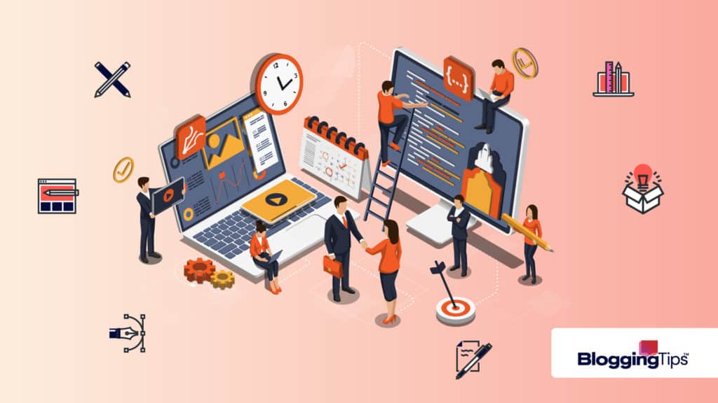 vector graphic showing people working at the best digital marketing agencies around