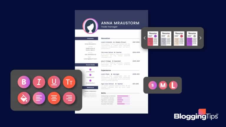 vector graphic showing an illustration of the best resume builders and the elements a good resume should contain