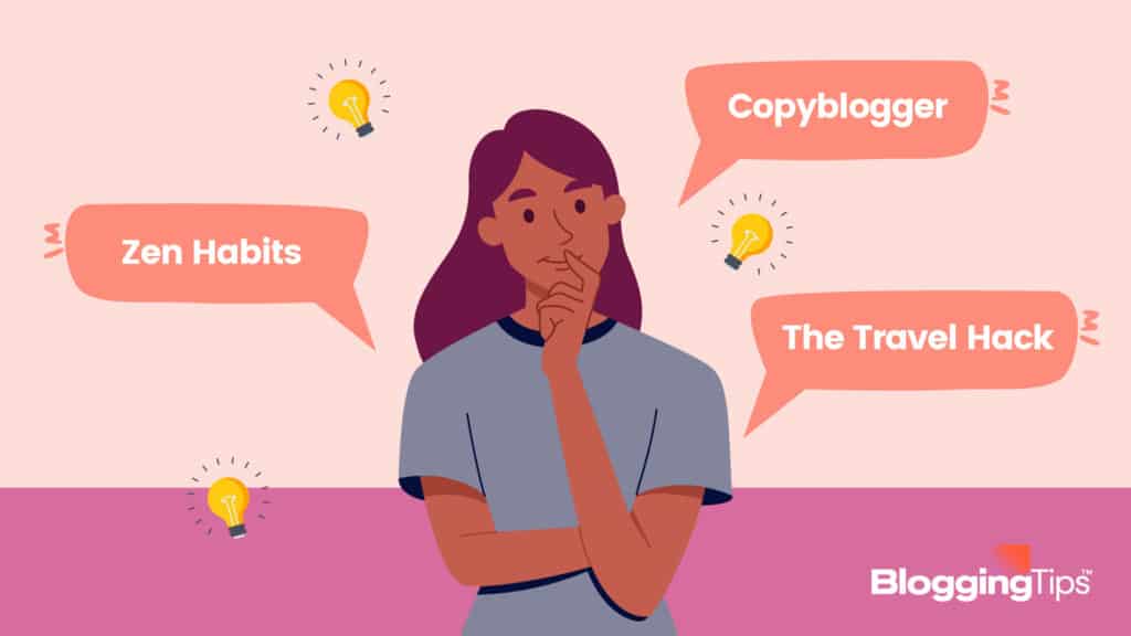 vector graphic showing a person thinking of a blog name