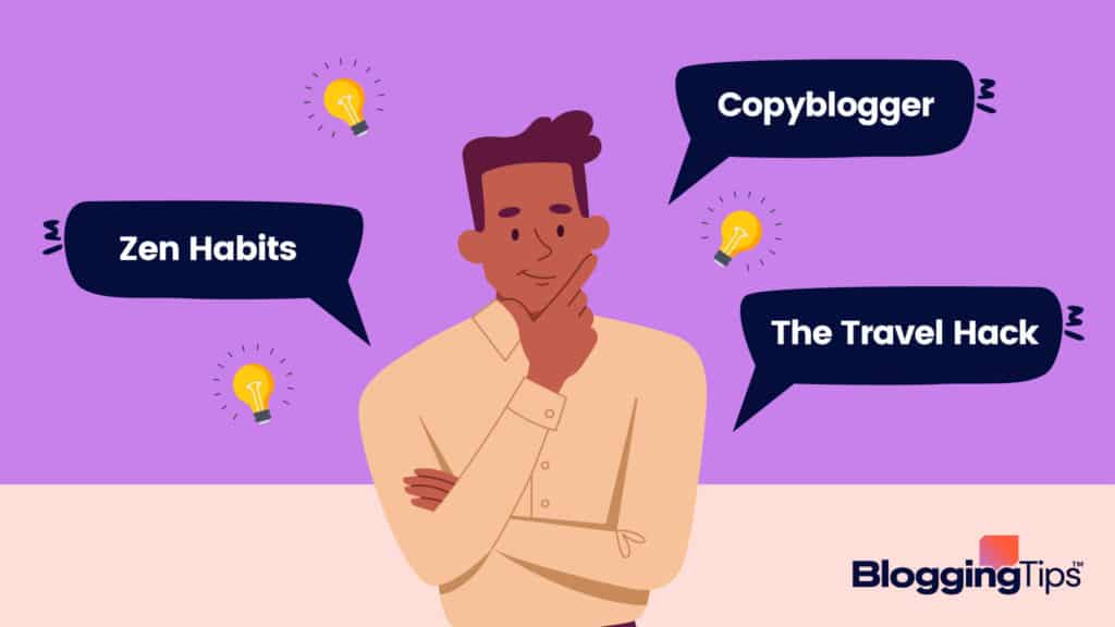 vector graphic showing a person thinking of a blog name