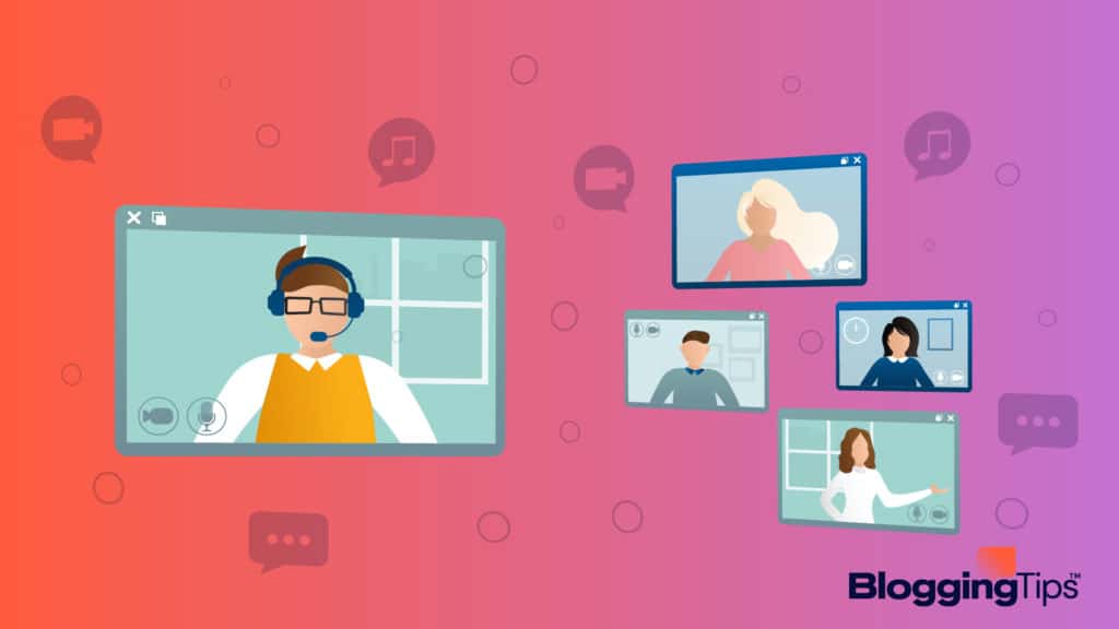 image showing an illustration of a woman teaching a blogging course to students on a screen