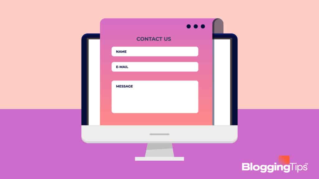 image showing a website's contact page on a browser screen of a computer monitor
