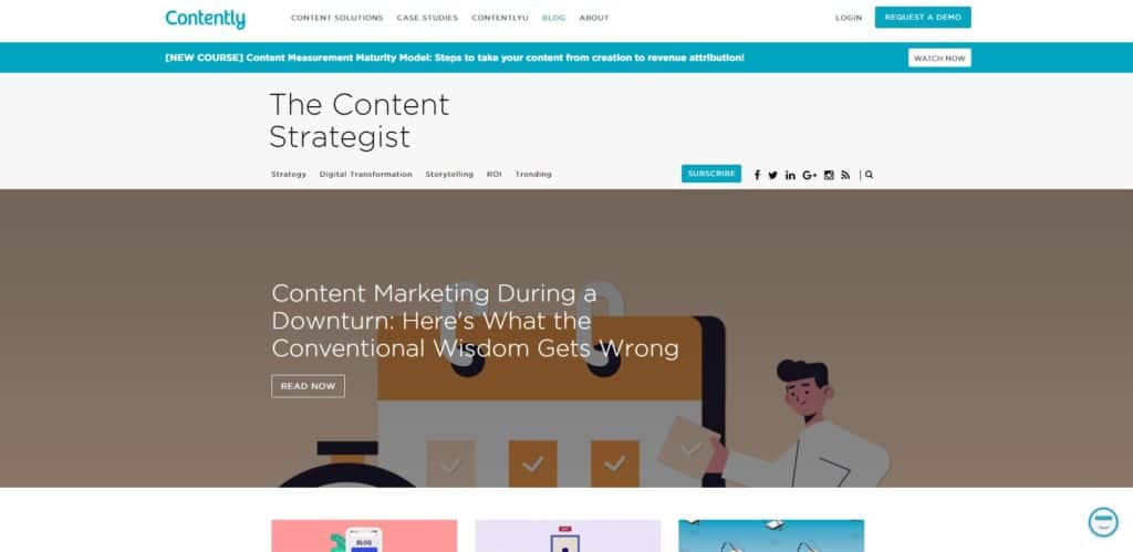 screenshot of the contently homepage