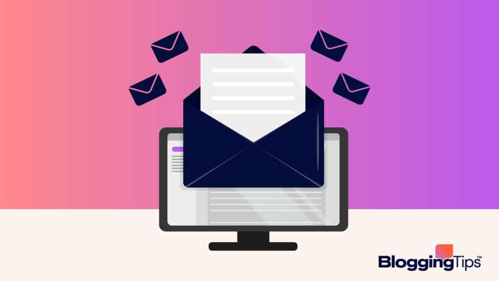 vector graphic showing an illustration of an email drip campaign popping out of a computer monitor