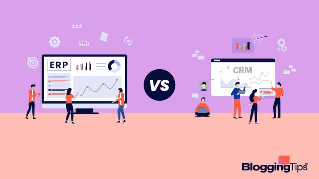 vector graphic showing an illustration of erp vs crm