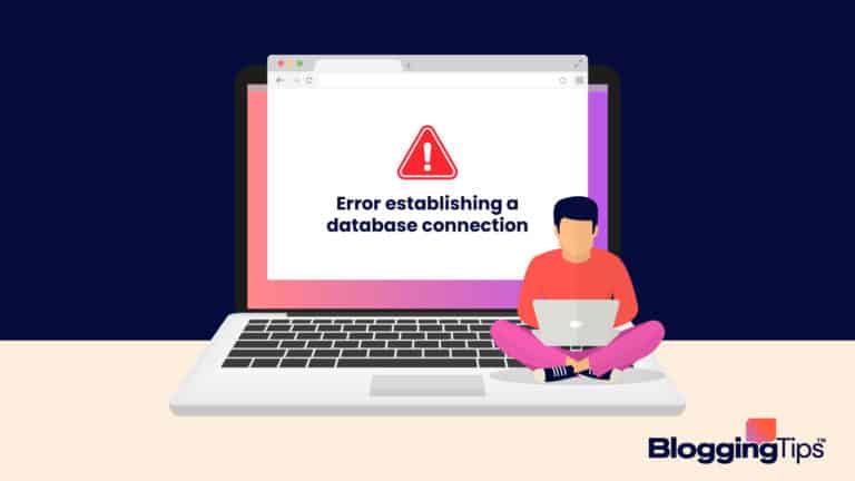 vector graphic showing a laptop with the "error establishing a database connection" error message on the screen