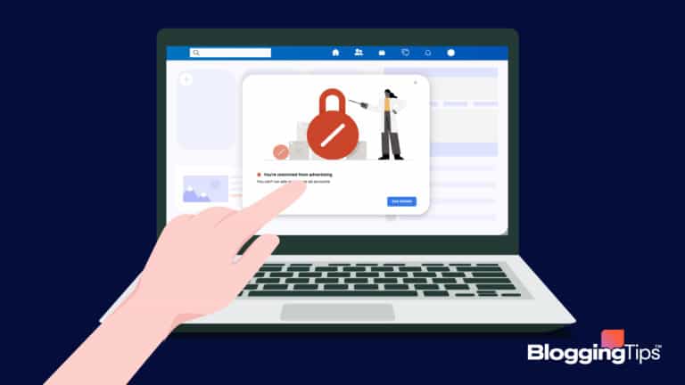 vector graphic showing an illustration of what happens when facebook ads blocked screen comes up