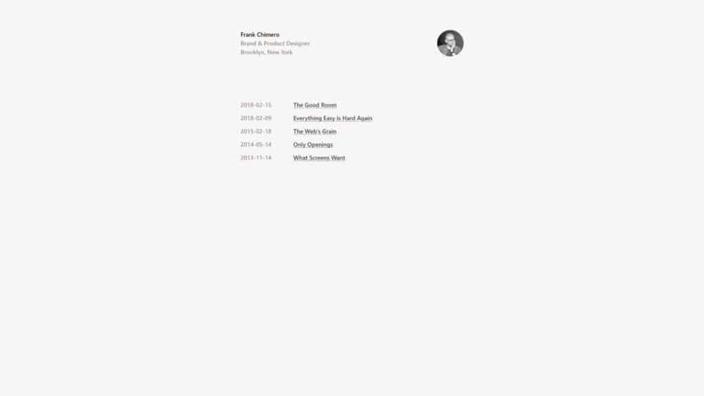 screenshot of the frankchimero blog design
