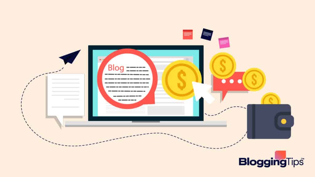 vector graphic showing miscellaneous elements of how to monetize a blog