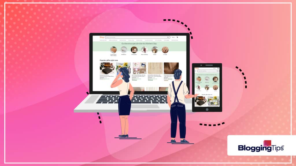 vector graphic showing how to sell on etsy
