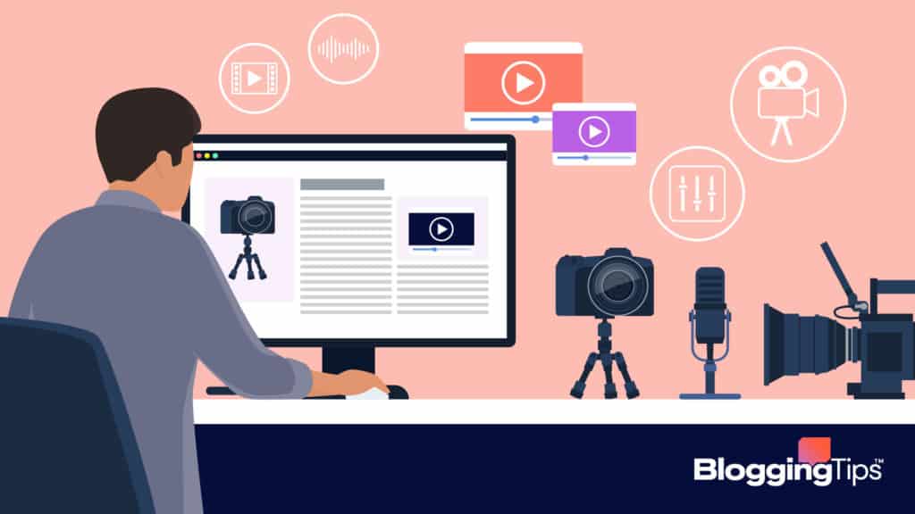 vector graphic showing an illustration of somebody launching a new blog