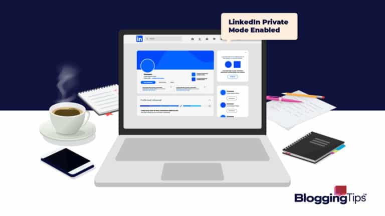 vector graphic showing an illustration of a linkedin private mode screenshot on a browser screen