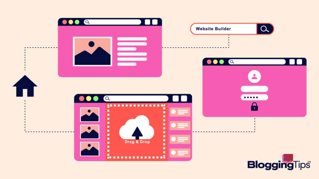 vector graphic showing an illustration of computer browser screens with membership portals on them