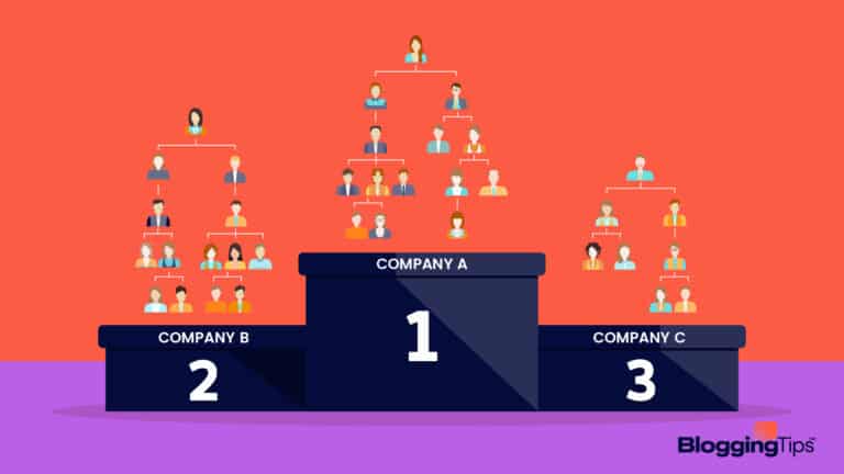 vector graphic showing a podium of network marketing top company illustration