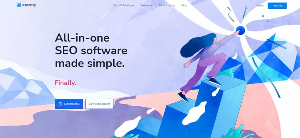 screenshot of the se ranking homepage