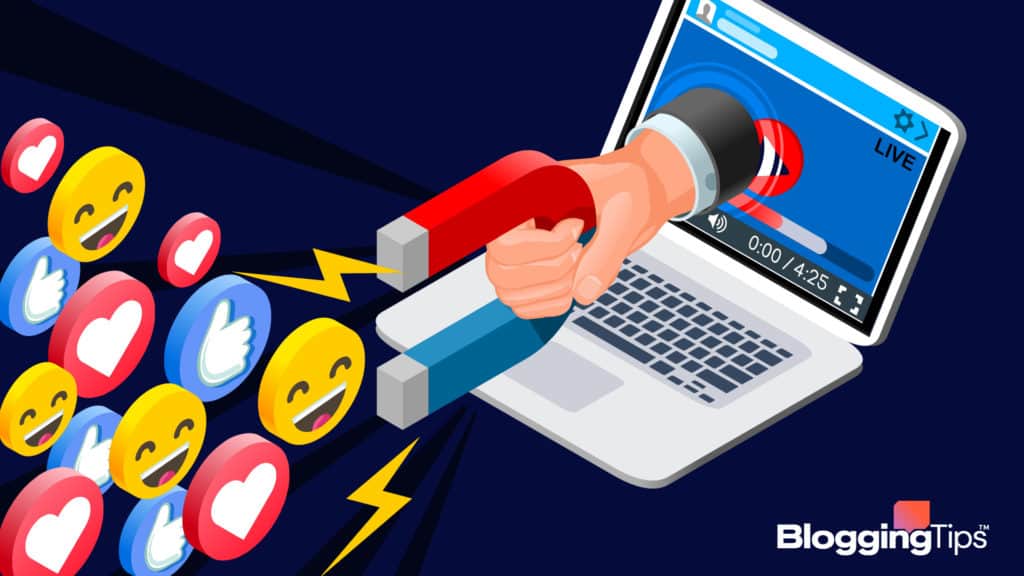 image showing a hand coming out of a computer screen and holding a magnet that is attracting likes to indicate it is a piece of viral content