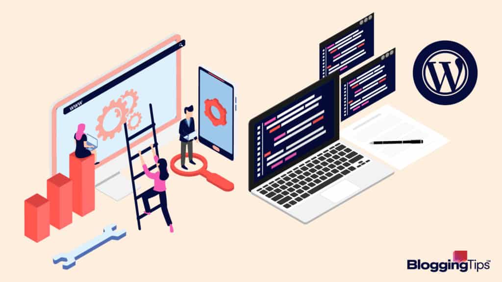 vector graphic showing a person assembling a plugin on a wordpress site - header image for what are plugins post