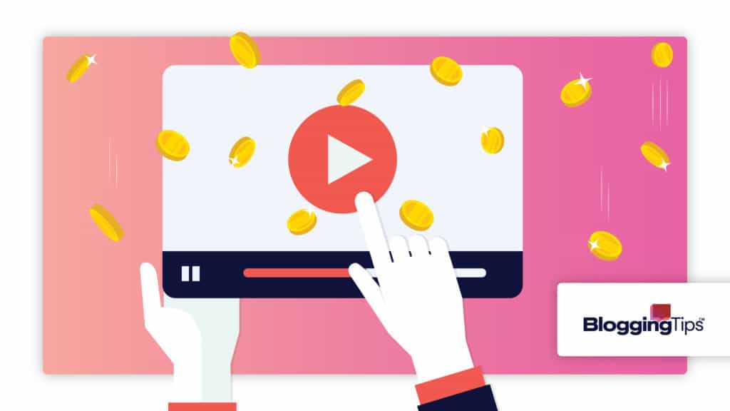 vector graphic showing elements related to youtube monetization - a youtube logo and money coming from it
