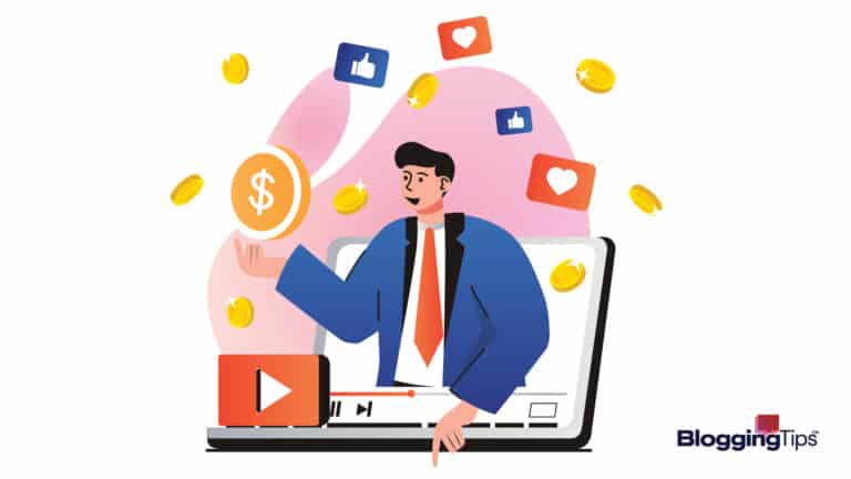 vector graphic showing elements related to youtube monetization - a youtube logo and money coming from it