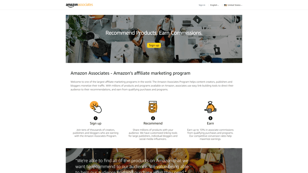 vector graphic showing a screenshot of the signup page for the amazon affiliate program