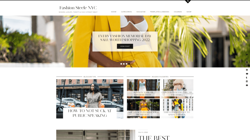 screenshot of the fashion steele nyc homepage