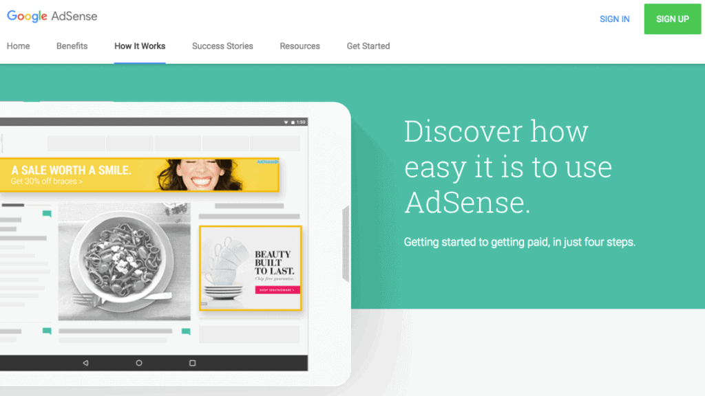 Screenshot of a page from Google AdSense How It Works