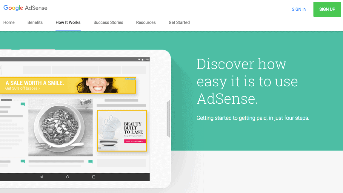 Screenshot of a page from Google AdSense How It Works