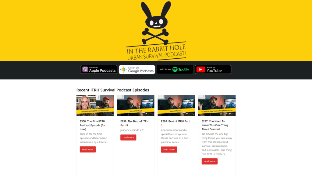 screenshot of the in the rabbit hole homepage