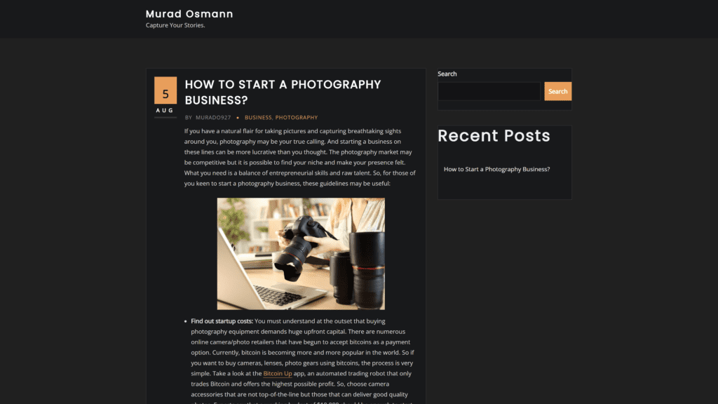 screenshot of the murad osmann homepage