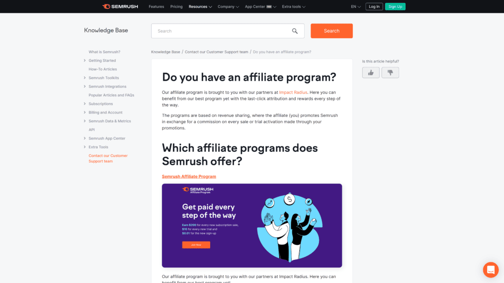 screenshot of SEMrush homepage