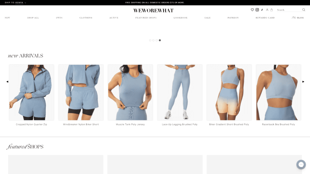 screenshot of the weworewhat homepage