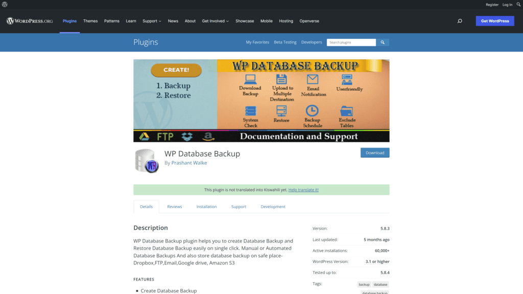 WP Database Backup