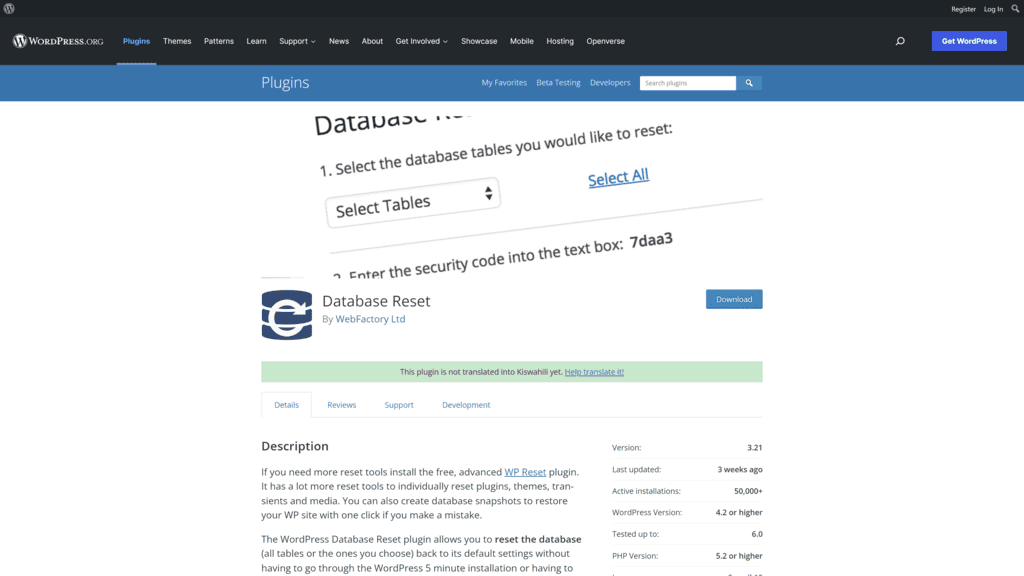 WP Database Reset