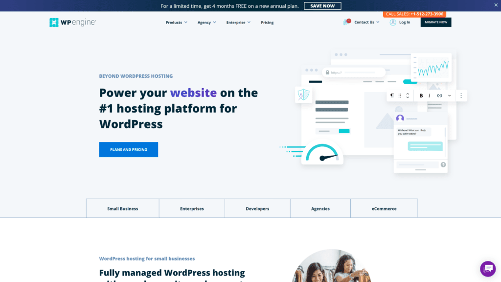 screenshot of the wp engine homepage