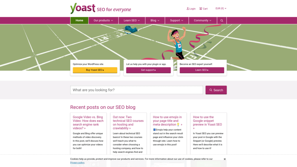 screenshot of the yoast homepage